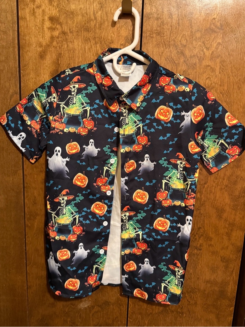 Boys Halloween Button Down - Fits like a 10/12, but marked Medium